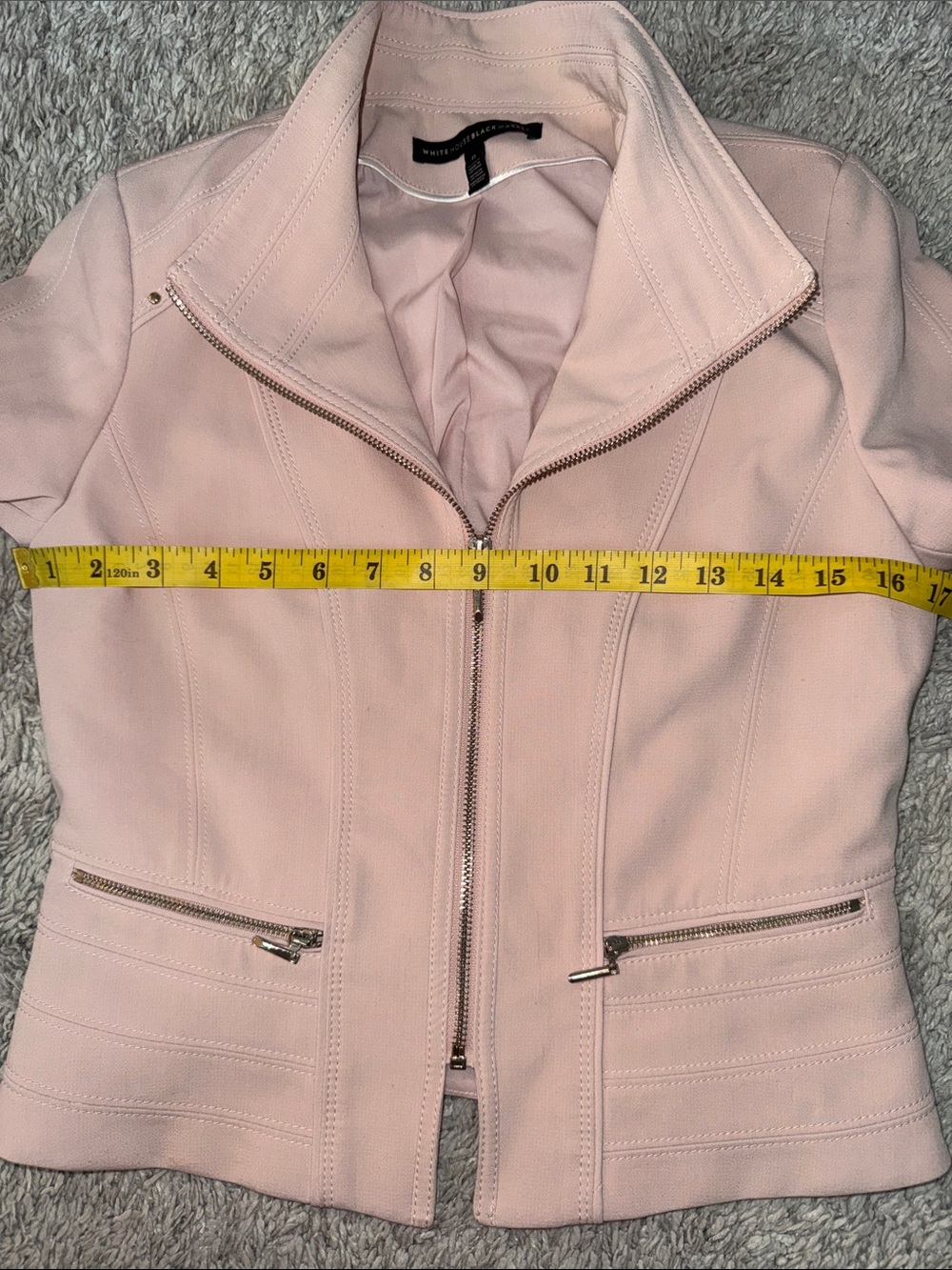 WHBM soft pink Moto Jacket biker neutral feminine cottagecore bodycon balletcore - Picture 6 of 10
